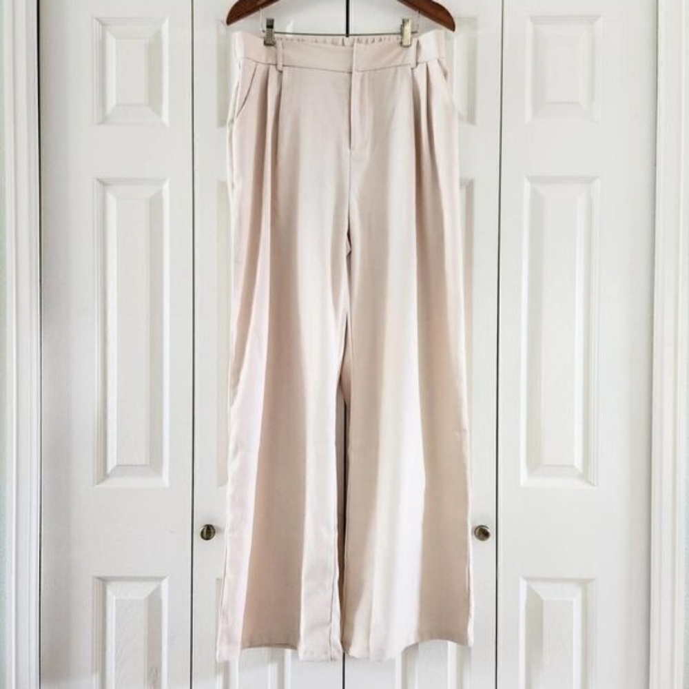 High Waist Wide Leg Pleated Front Trousers Women's 32" Waist